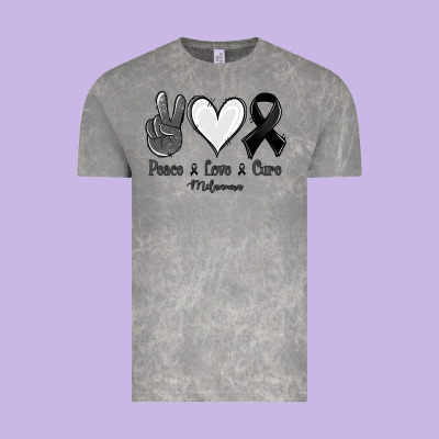 Peace Love Cure Melanoma Cancer Vintage Tee Designed By Jasminsmagicworld