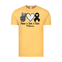 Vintage Mustard Peace Love Cure Melanoma Cancer Vintage Tee - Jasminsmagicworld