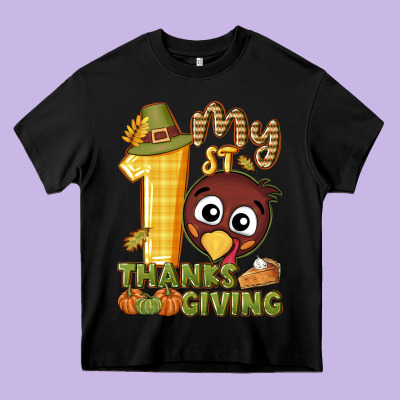 My 1st Thanksgiving With Turkey Heavy Core Tee Designed By Nancycooperartshop