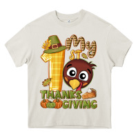 Cream My 1st Thanksgiving with turkey Heavy Core Tee - NancyCooperArtShop
