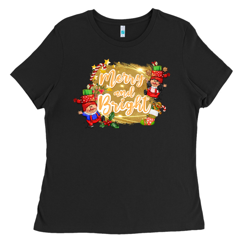 Merry And Bright Gnome Ladies Tee by CowGirlArtShop | Teevron