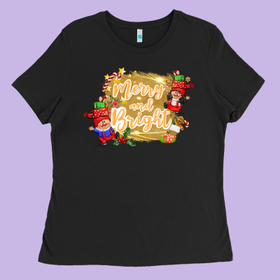 Merry And Bright Gnome Ladies Tee Designed By Cowgirlartshop