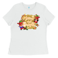 White merry and bright gnome Ladies Tee - CowGirlArtShop