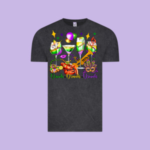 Drink Drank Drunk Mardi Gras Wine Glasses Olivia Vintage Tee Designed By Oliviacreatesart