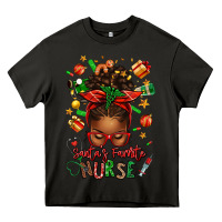 Asphalt santa's favorite nurse afro messy bun Heavy Core Tee - texasbilliewilder