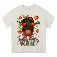 Cream santa's favorite nurse afro messy bun Heavy Core Tee - texasbilliewilder