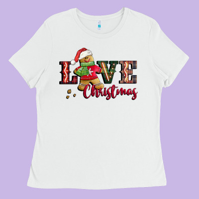 Love Christmas Gingerbread Ladies Tee Designed By Cowgirlartshop