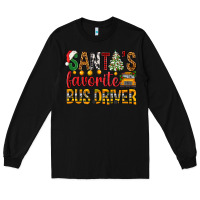 Black Santa's Favorite Bus Driver Long Sleeve Tee - BundleAndBundleShop