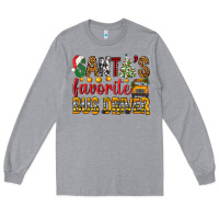 Heather Grey Santa's Favorite Bus Driver Long Sleeve Tee - BundleAndBundleShop