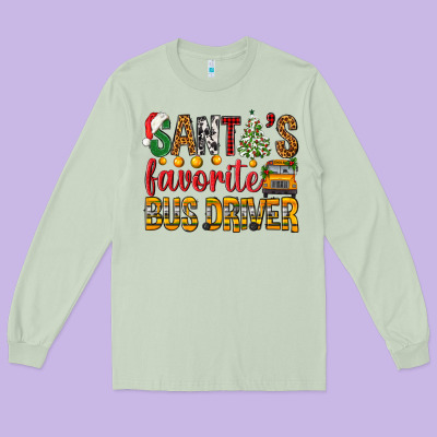 Santa's Favorite Bus Driver Long Sleeve Tee Designed By Bundleandbundleshop