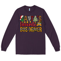 Plum Santa's Favorite Bus Driver Long Sleeve Tee - BundleAndBundleShop