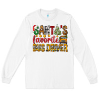 White Santa's Favorite Bus Driver Long Sleeve Tee - BundleAndBundleShop