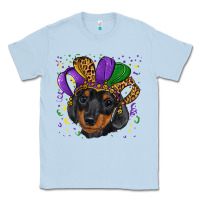 Dusty Blue mardi gras hat dachshund puppy Classic Tee - RanaPortraitStore