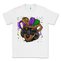 White mardi gras hat dachshund puppy Classic Tee - RanaPortraitStore