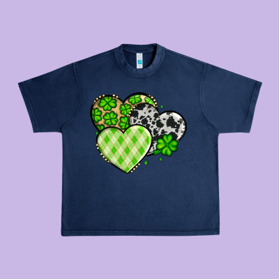 St. Patrick's Day Cowhide Hearts Urban Heavy Tee Designed By Oliviacreatesart