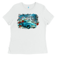 White its the wonderful time of the year truck Ladies Tee - CowGirlArtShop