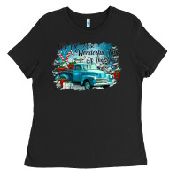 Black its the wonderful time of the year truck Ladies Tee - CowGirlArtShop