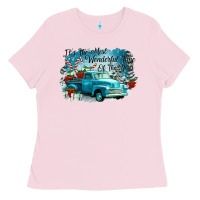 Bubblegum Pink its the wonderful time of the year truck Ladies Tee - CowGirlArtShop