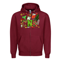 Burgundy cna christmas Zipper Hoodie - AdoDesignShop