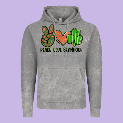 Peace Love Shamrock Vintage Hoodie Designed By Fadigitalartstudio