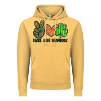 Vintage Mustard peace love shamrock Vintage Hoodie - FaDigitalArtStudio
