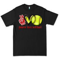 Black Peace love Softball Premium Tee - HowdyJamesFarm