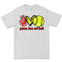 Dove Grey Peace love Softball Premium Tee - HowdyJamesFarm
