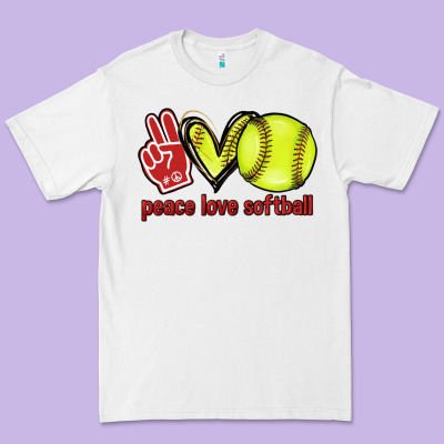 Peace Love Softball Premium Tee Designed By Howdyjamesfarm