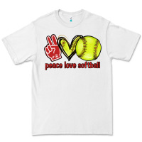 White Peace love Softball Premium Tee - HowdyJamesFarm