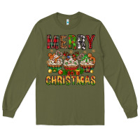 Army Green merry christmas with cupcake bbs Long Sleeve Tee - BundleAndBundleShop