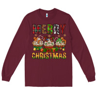 Burgundy merry christmas with cupcake bbs Long Sleeve Tee - BundleAndBundleShop