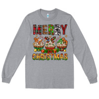 Heather Grey merry christmas with cupcake bbs Long Sleeve Tee - BundleAndBundleShop