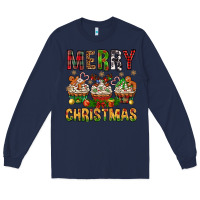 Navy merry christmas with cupcake bbs Long Sleeve Tee - BundleAndBundleShop
