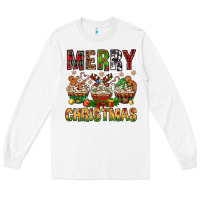 White merry christmas with cupcake bbs Long Sleeve Tee - BundleAndBundleShop