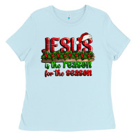 Baby Blue jesus is the reason for the season Ladies Tee - CowGirlArtShop