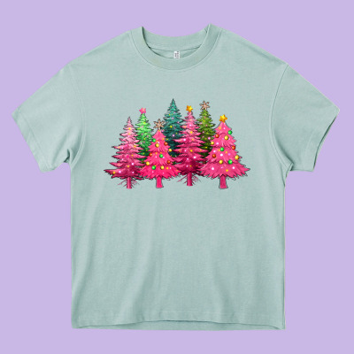 Christmas Tress With Lights Heavy Core Tee Designed By Texasbilliewilder