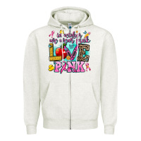 Oatmeal Heather in october we wear pink love pink Zipper Hoodie - AdoDesignShop