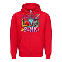 Red in october we wear pink love pink Zipper Hoodie - AdoDesignShop