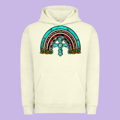 Cross Christmas Rainbow Urban Hoodie Designed By Jahusdesignshop
