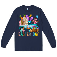 Navy Easter Day With Truck Long Sleeve Tee - BundleAndBundleShop