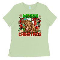 Merry Christmas Cow Ladies Tee | Teevron