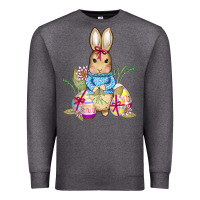 Charcoal Heather easter bunny and eggs Premium Sweatshirt - AdoDesignShop