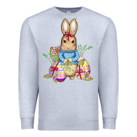 Heather Grey easter bunny and eggs Premium Sweatshirt - AdoDesignShop