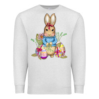Oatmeal Heather easter bunny and eggs Premium Sweatshirt - AdoDesignShop