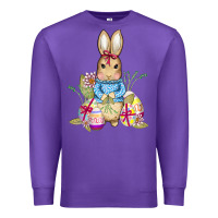 Purple easter bunny and eggs Premium Sweatshirt - AdoDesignShop