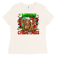 Bone merry christmas cow Ladies Tee - CowGirlArtShop