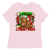 Merry Christmas Cow Ladies Tee | Teevron