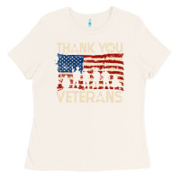 Bone Thank You Veterans American Flag Patriotic Ladies Tee - baoMotion