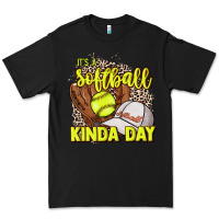 Black It's a Softball kinda day leopard Premium Tee - HowdyJamesFarm