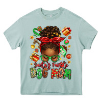 Santas Favorite Dog Mom Afro Messy Bun Heavy Core Tee | Teevron